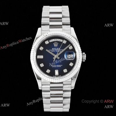 New 2023 Rolex Day-Date 36mm Copy Watch Blue Ombre Dial Silver Presidential